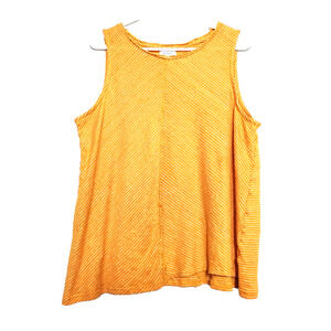 Sundance‎ Womens XXL Top Sleeveless 100% Linen Striped Tunic Orange Scoopneck